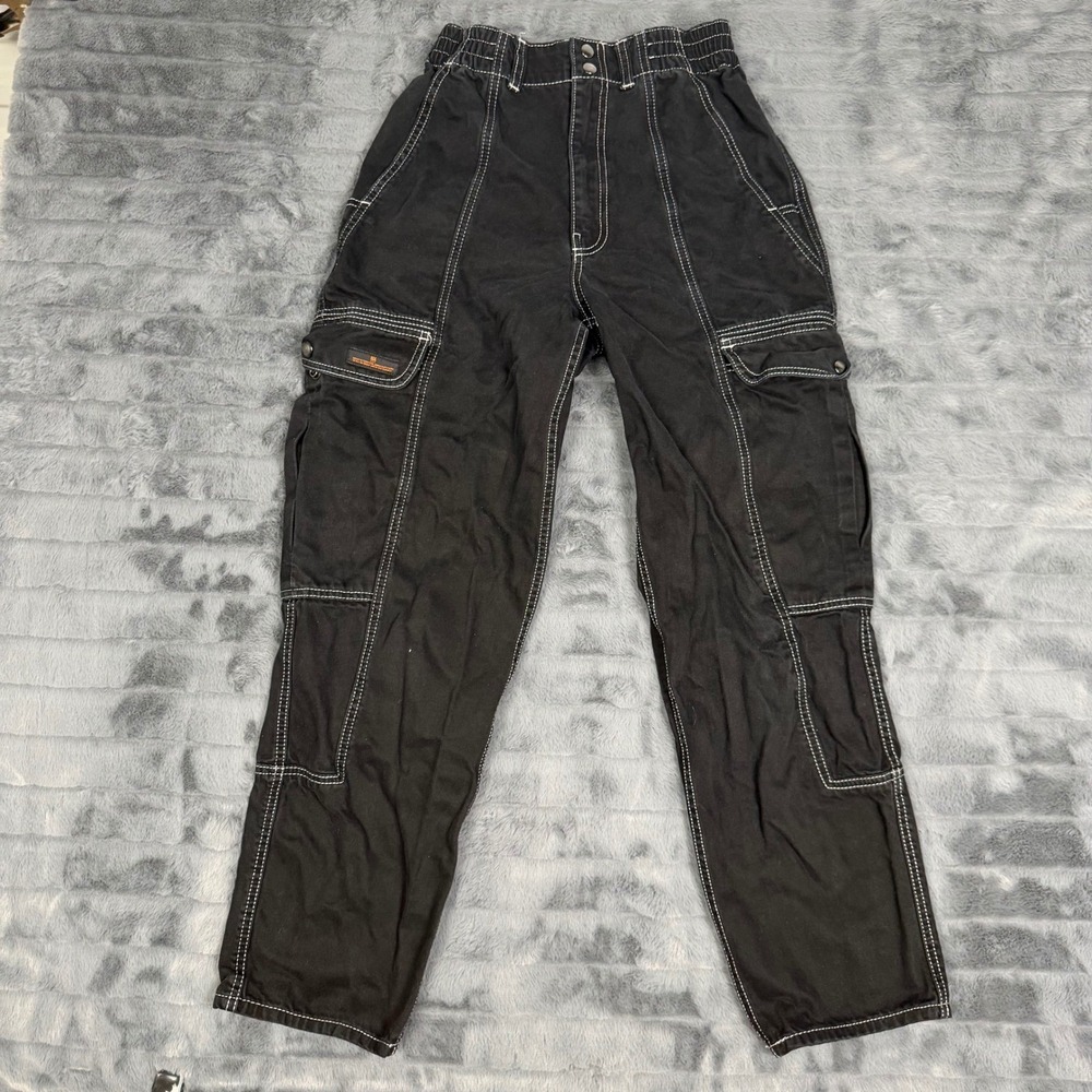 BDG Urban Outfitter Relaxed Mens Skate Jean Black White Contrast Stitch Cargo 27